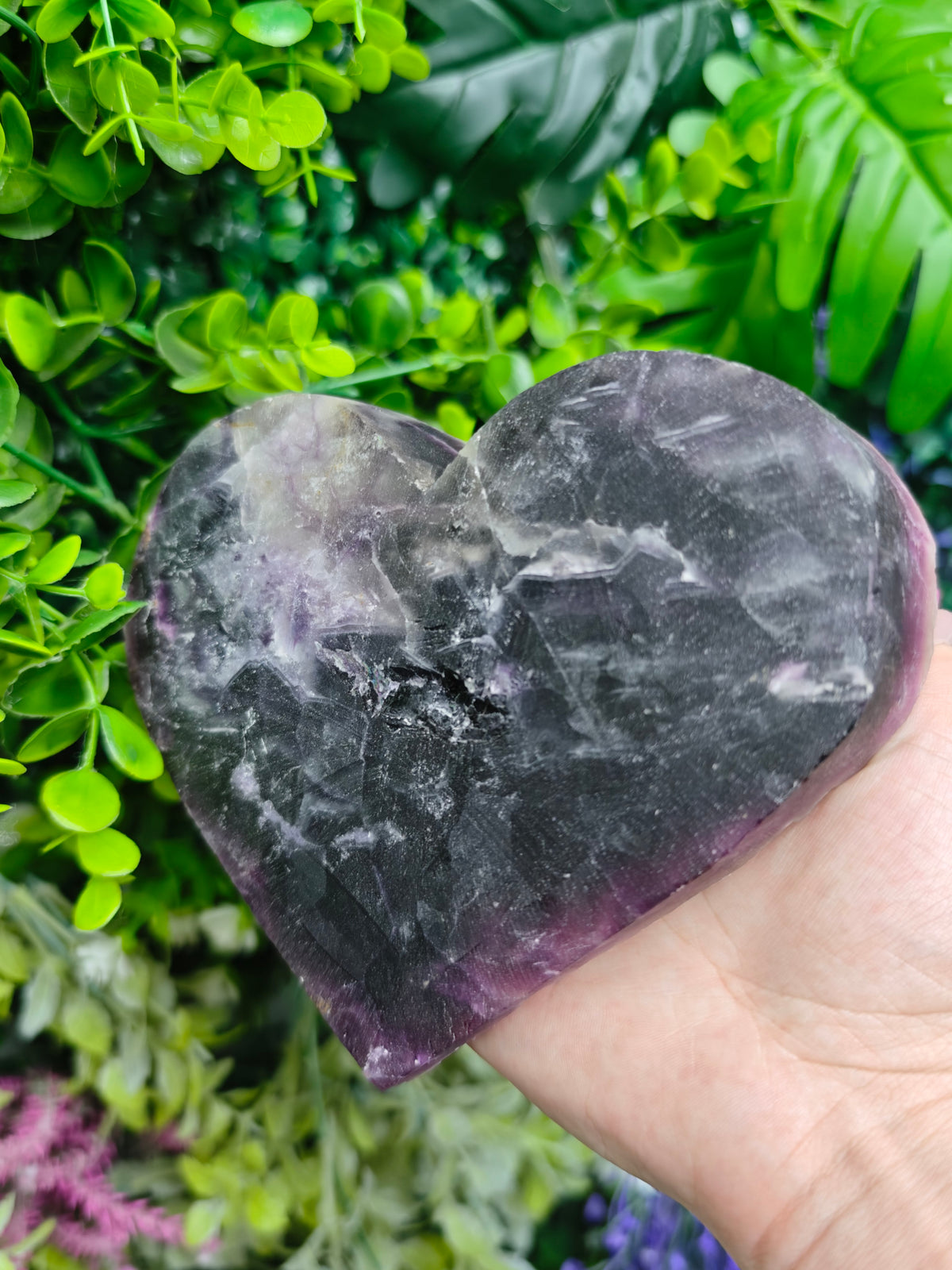 Fluorite Heart Half Raw Half Polished