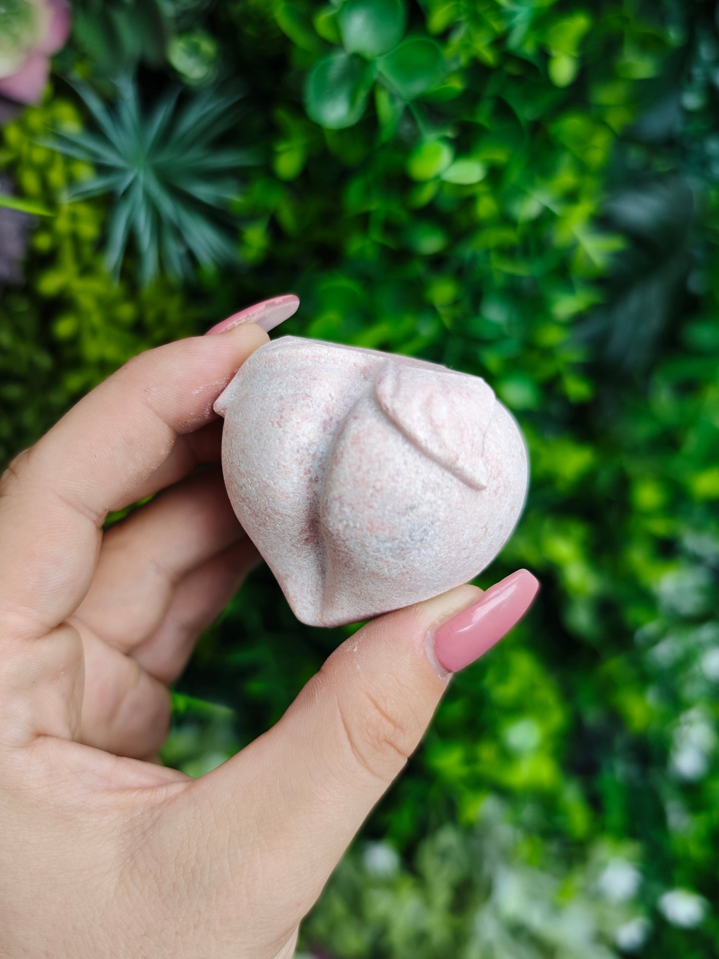 Pink Opal Peach Carving