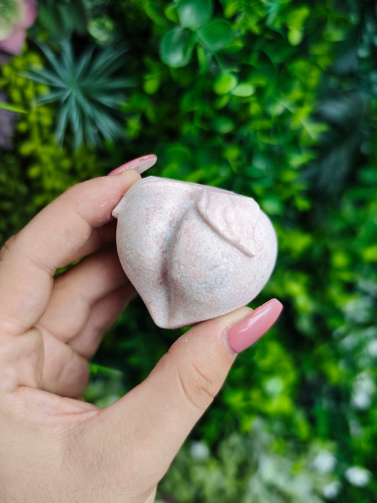 Pink Opal Peach Carving