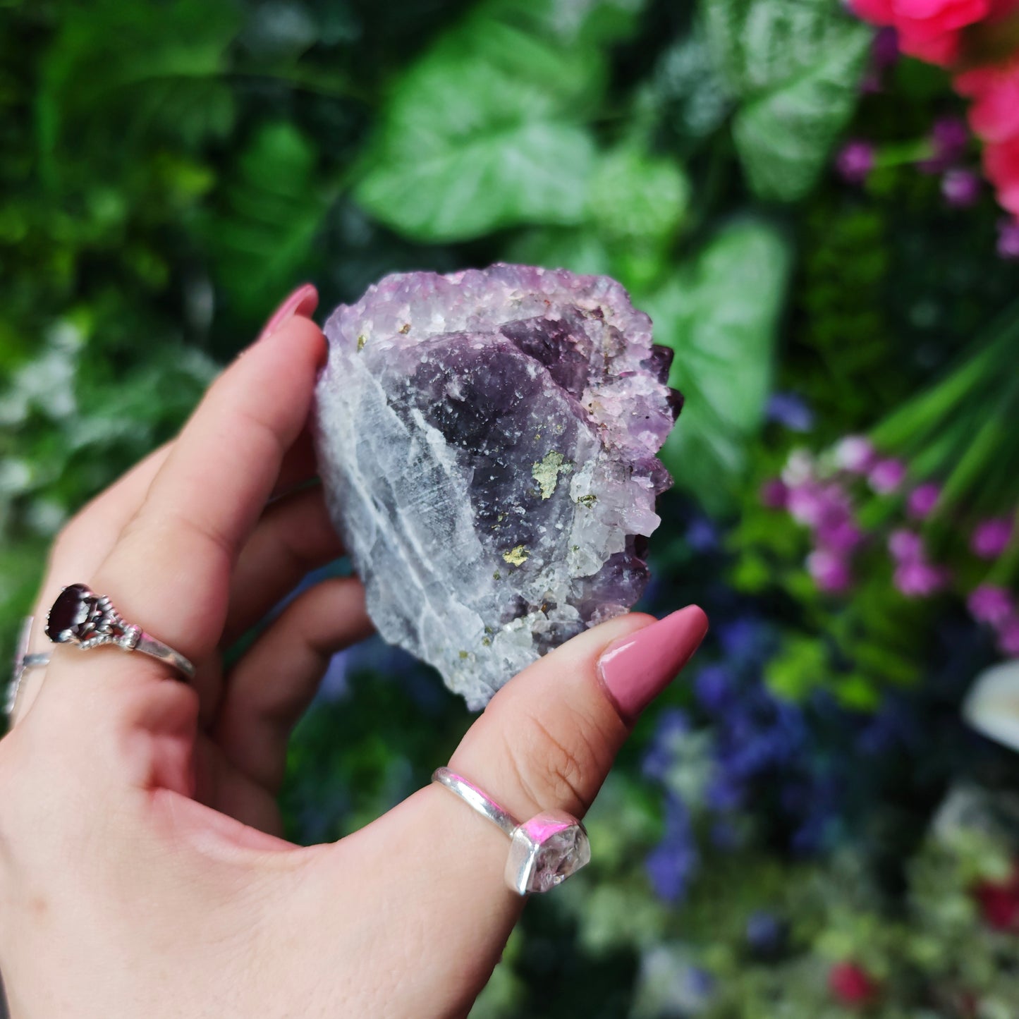 Elestial Amethyst on Fluorite Specimen