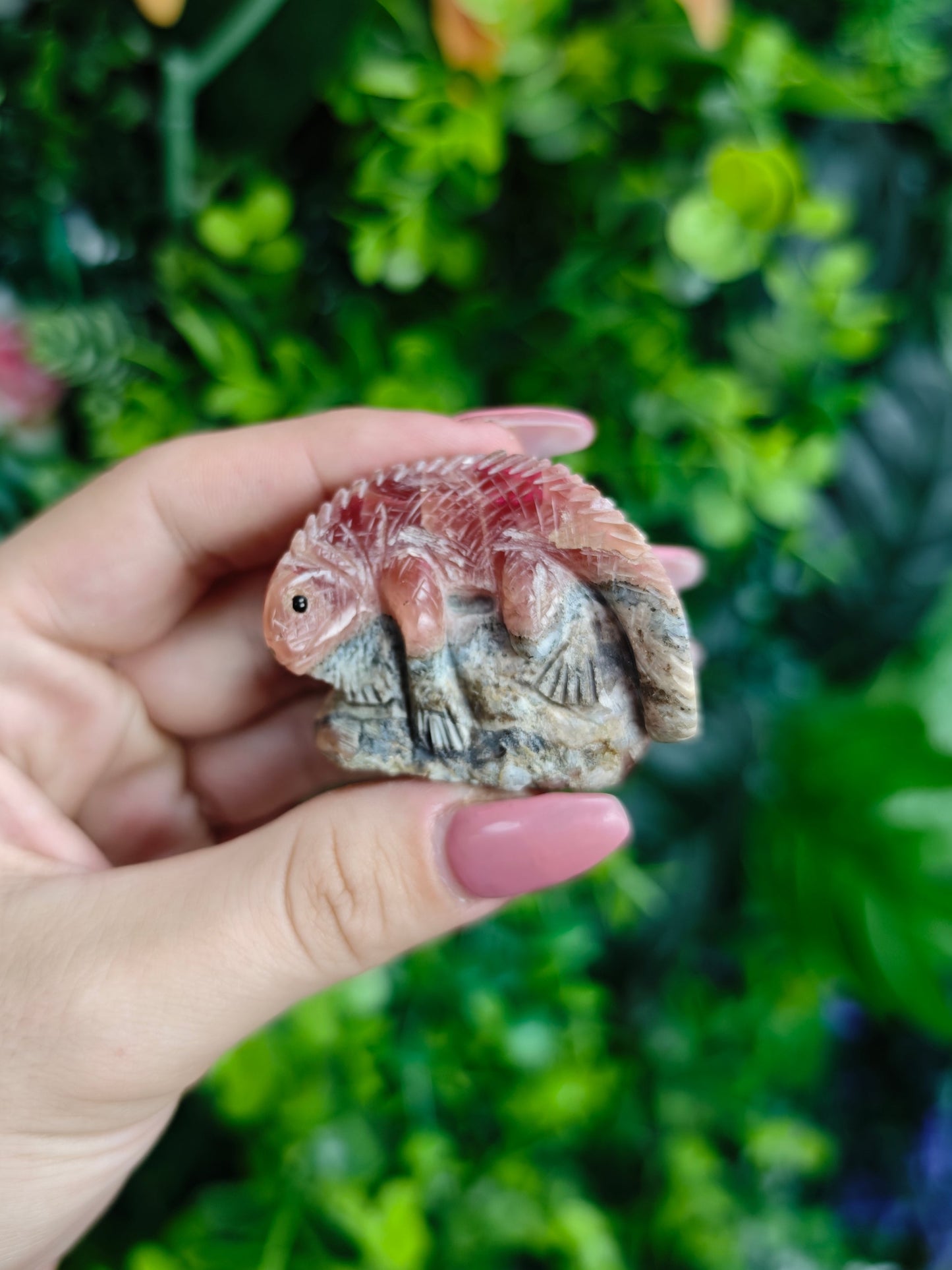 Rhodochrosite Lizard Carving