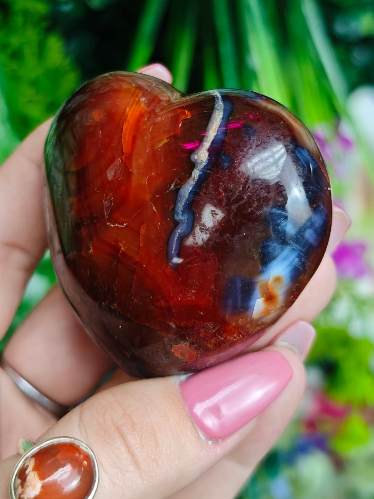 Carnelian & Orca Agate Heart