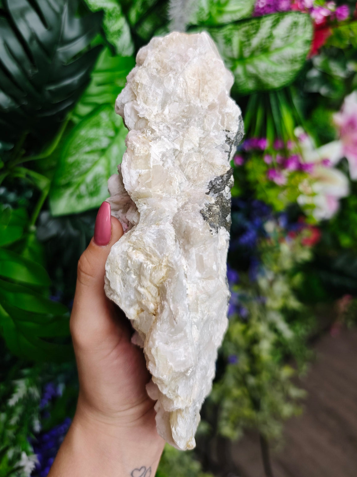 Petal Calcite with Pyrite Statement Raw Stone