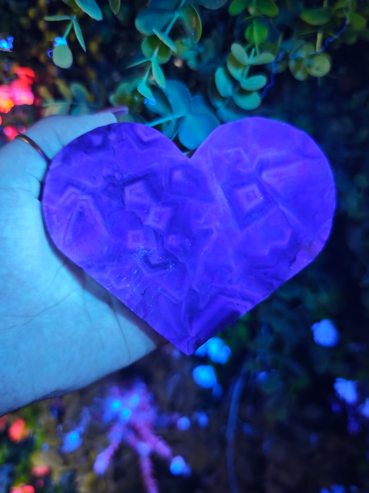 Fluorite Heart Half Raw Half Polished