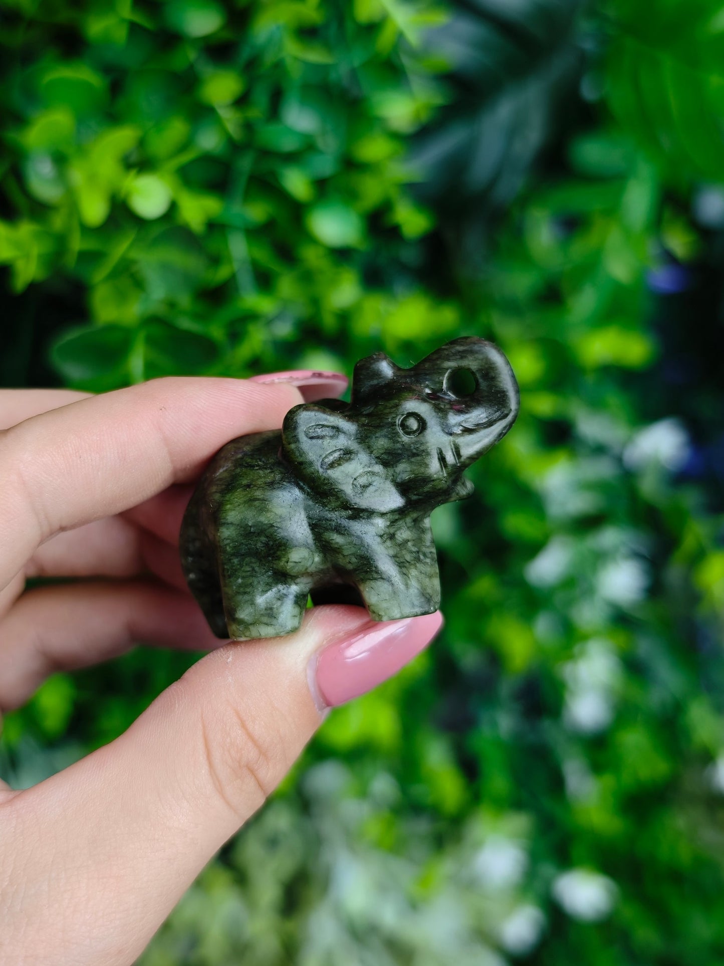 Green Jade Elephant Carving