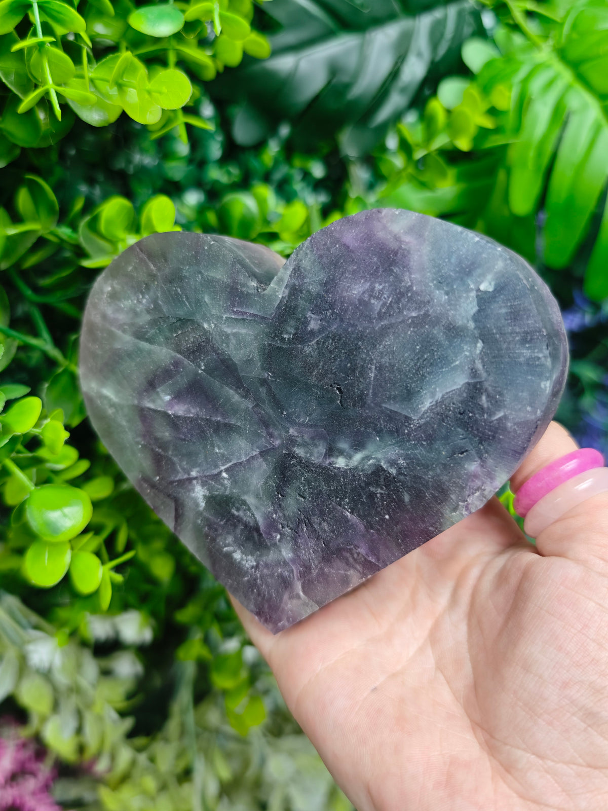 Fluorite Heart Half Raw Half Polished
