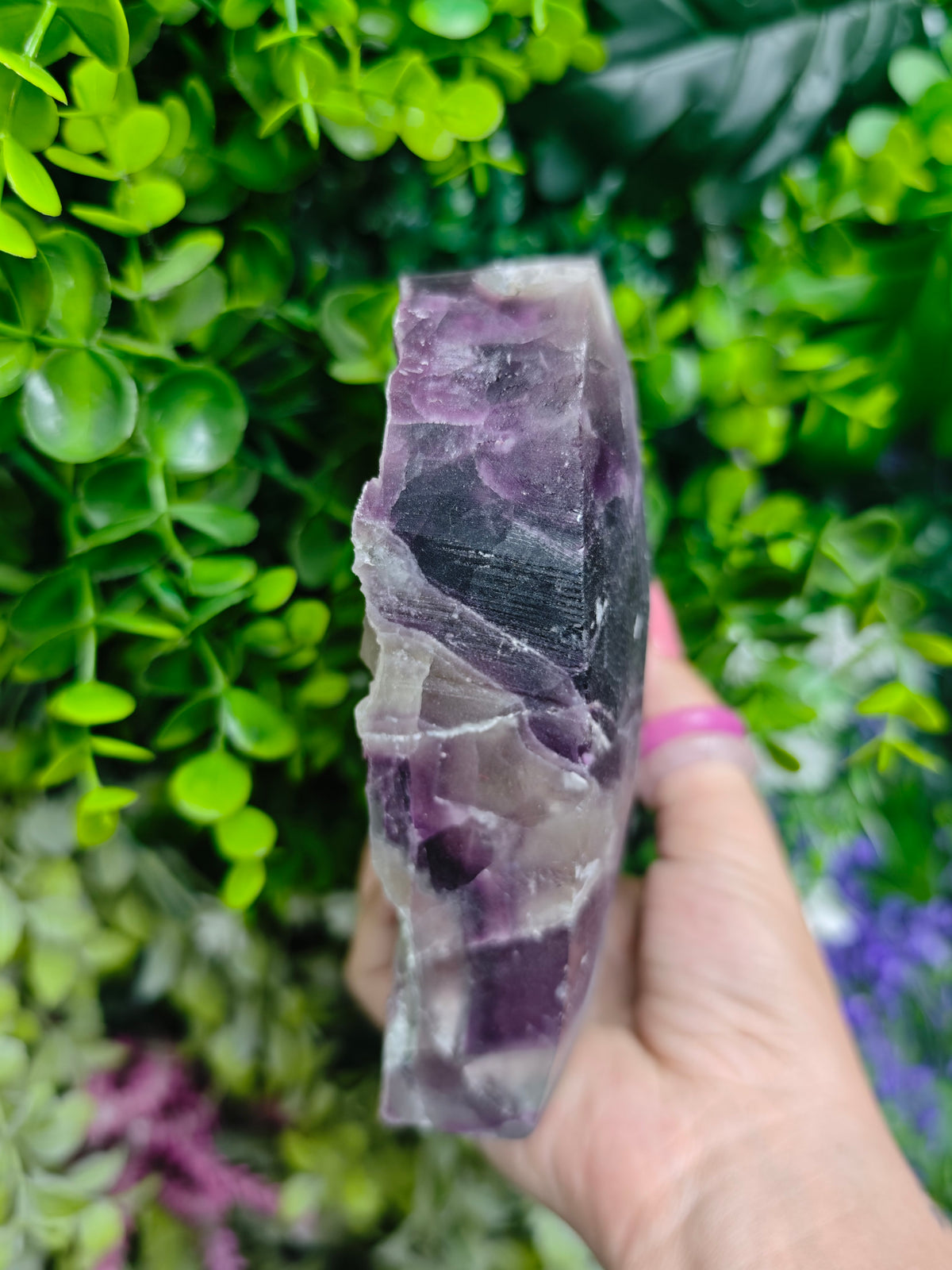 Fluorite Heart Half Raw Half Polished