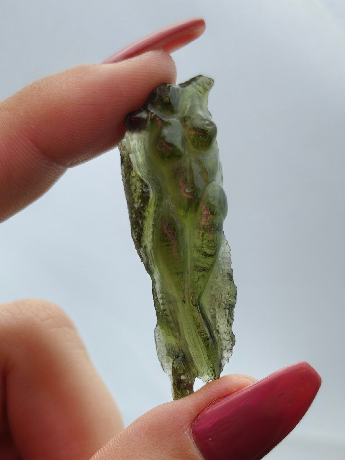 Moldavite Goddess Body Carving