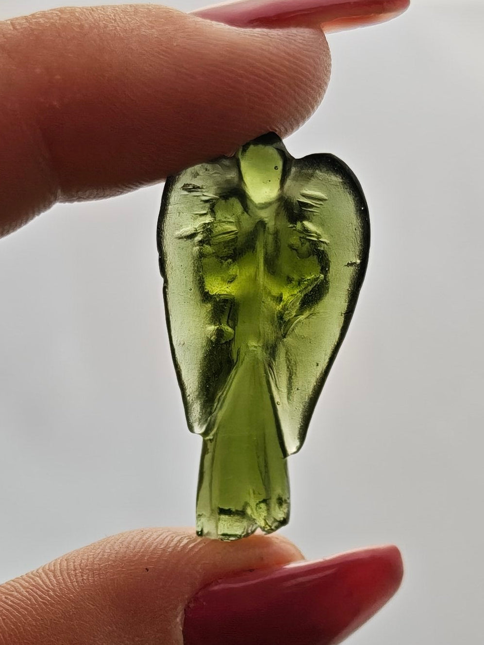 Moldavite Angel Carving