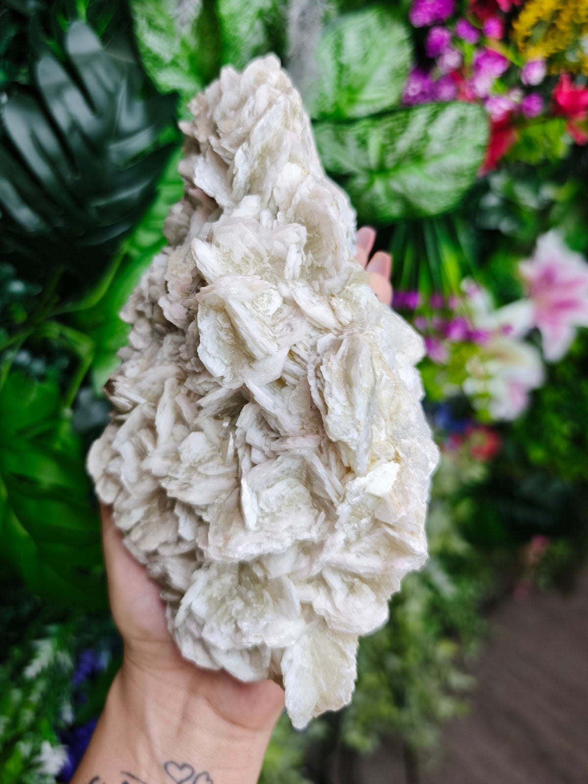 Petal Calcite with Pyrite Statement Raw Stone