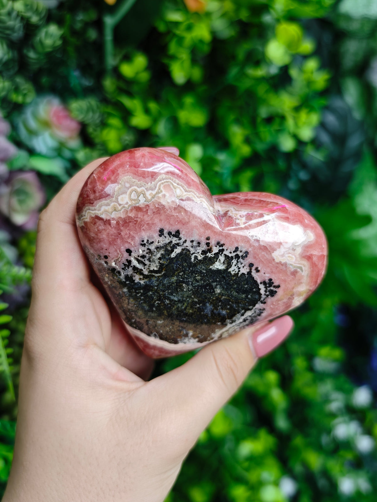 Rhodochrosite Heart Carvings