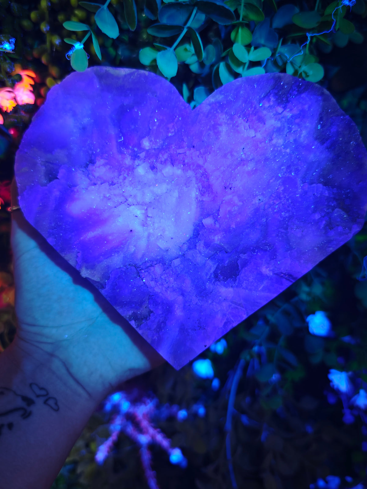 Fluorite Heart Half Raw Half Polished