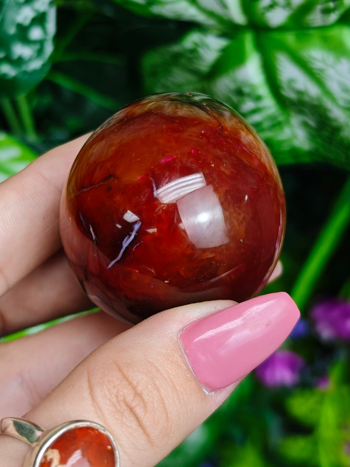 Carnelian and Orca Agate Egg