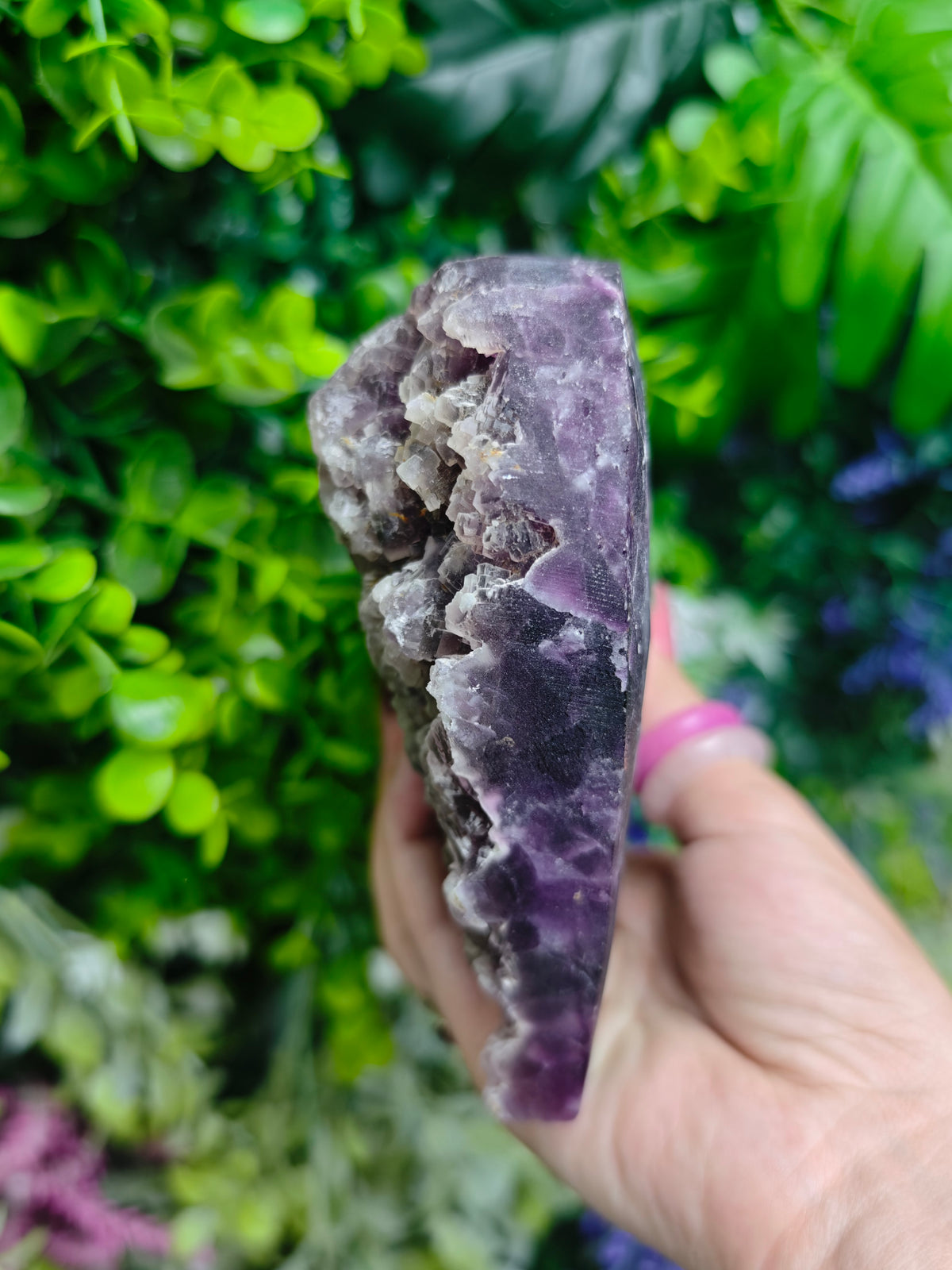 Fluorite Heart Half Raw Half Polished