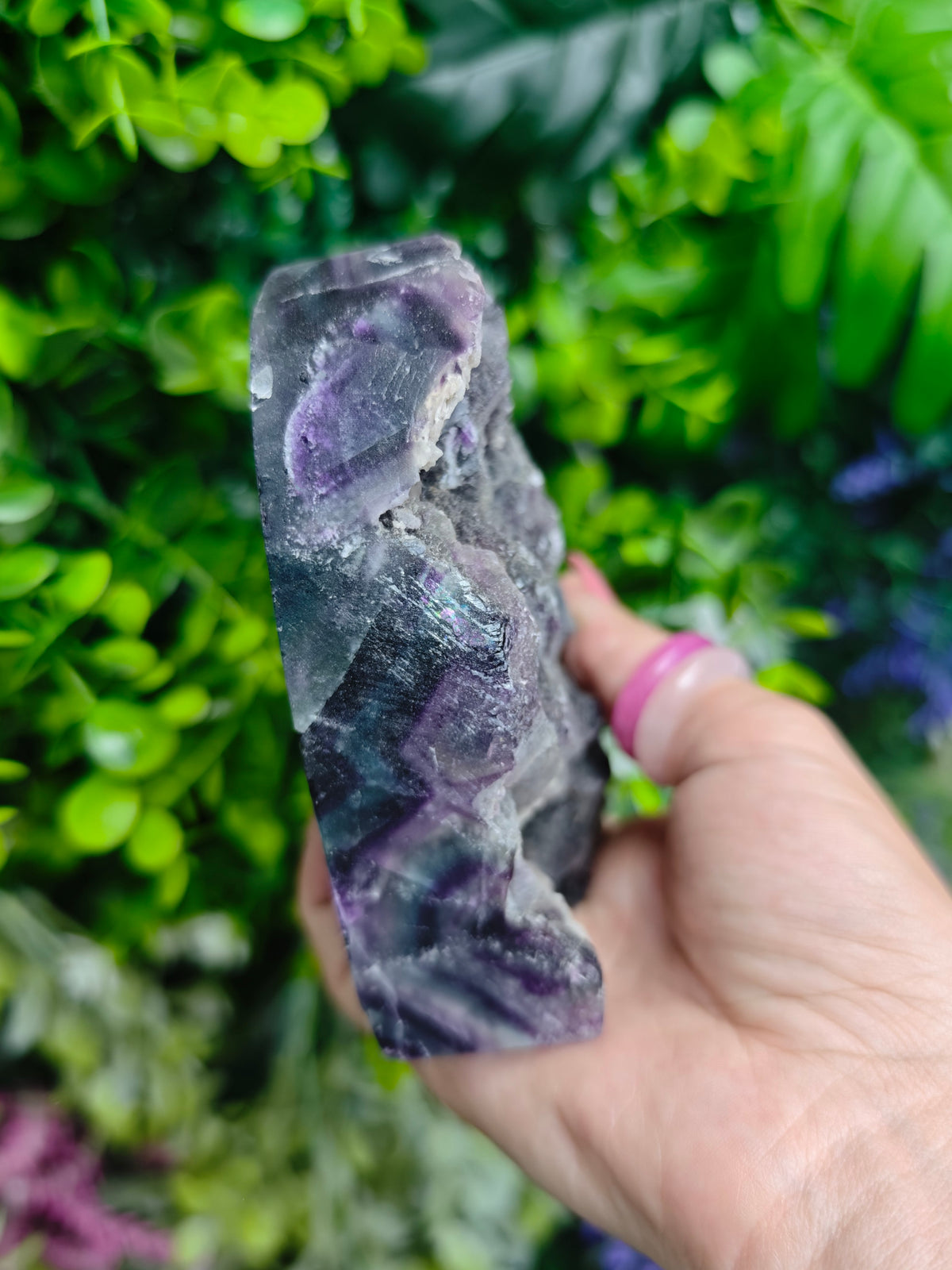 Fluorite Heart Half Raw Half Polished