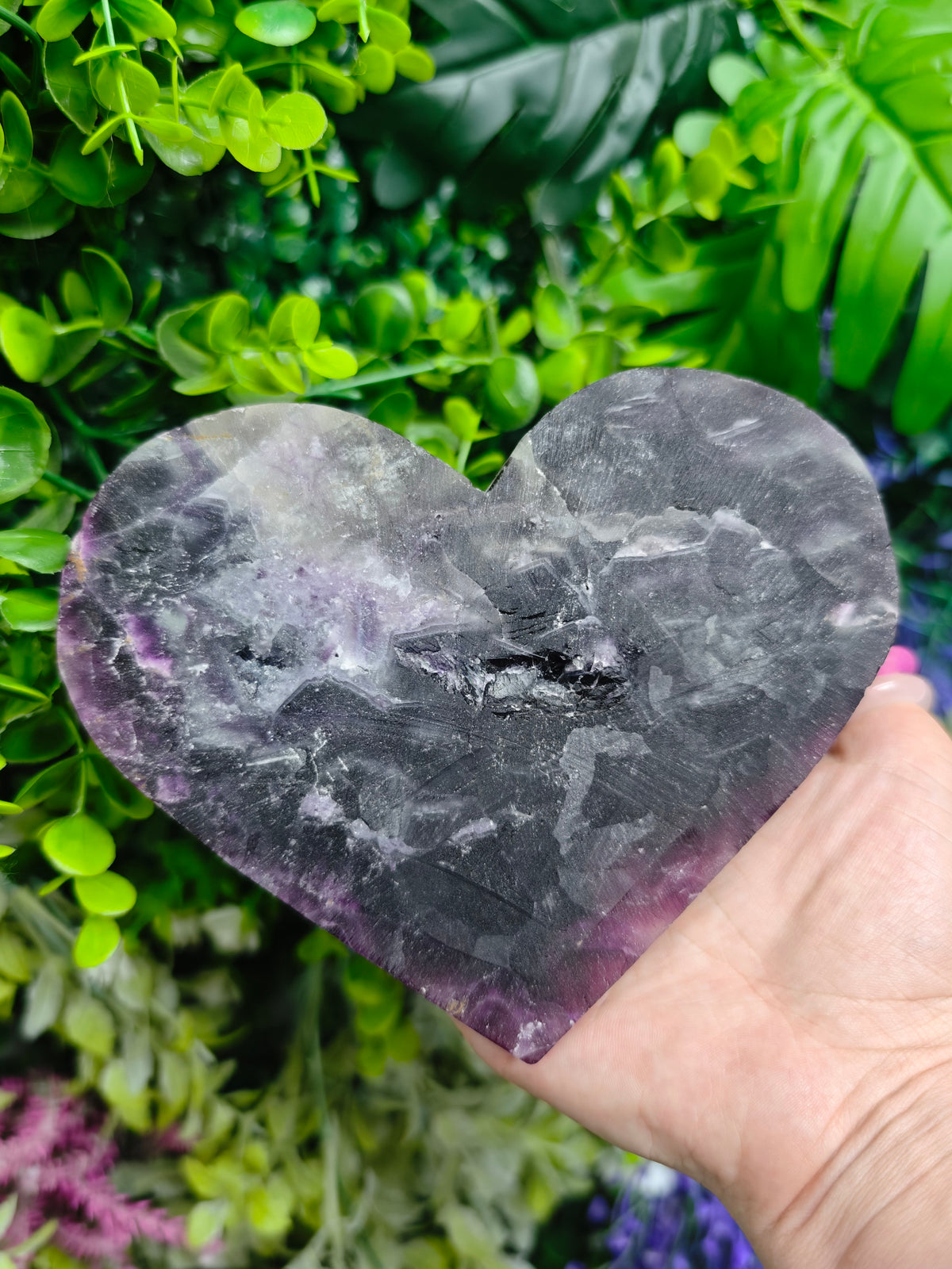 Fluorite Heart Half Raw Half Polished