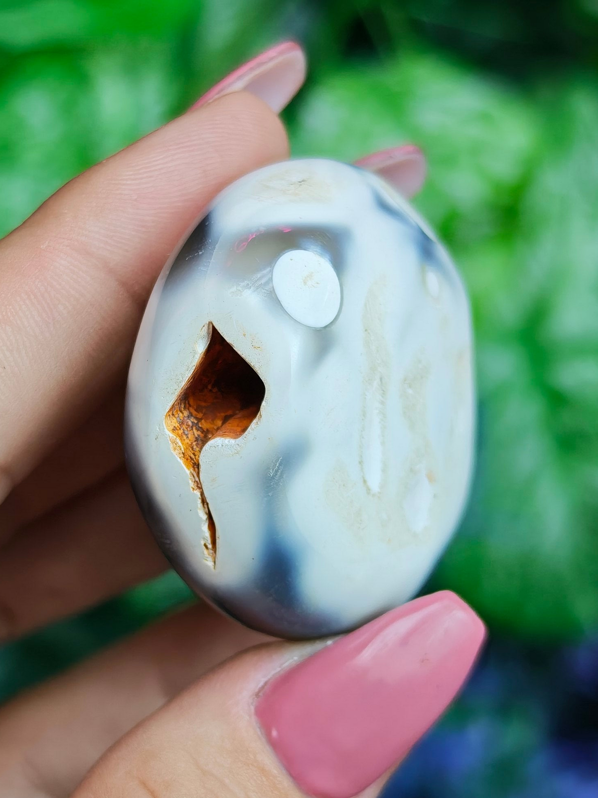 Orca Agate Palm Stone with Inclusions