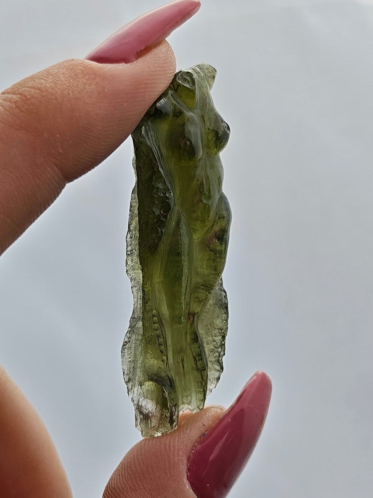 Moldavite Goddess Body Carving