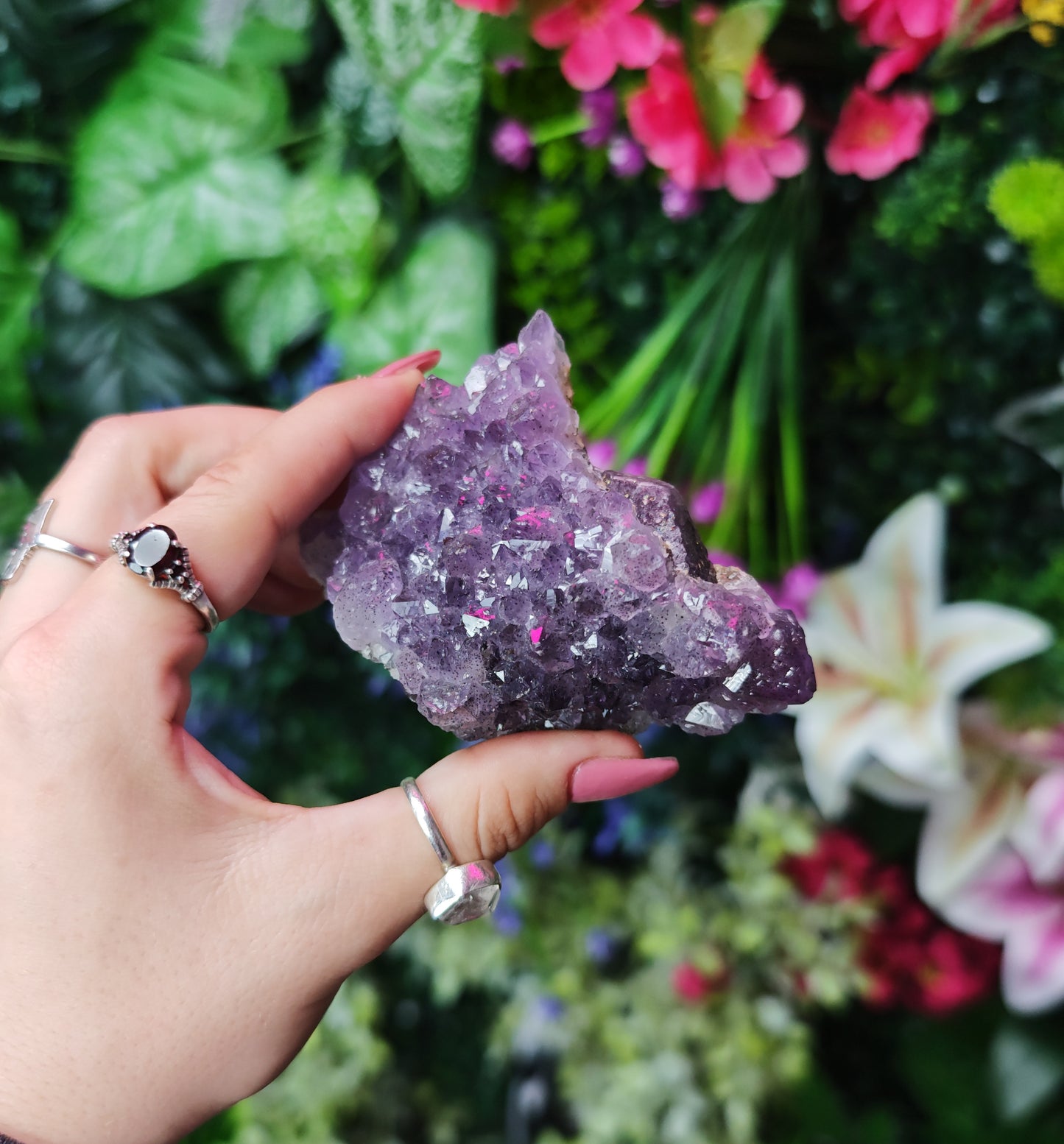 Elestial Amethyst on Fluorite Specimen