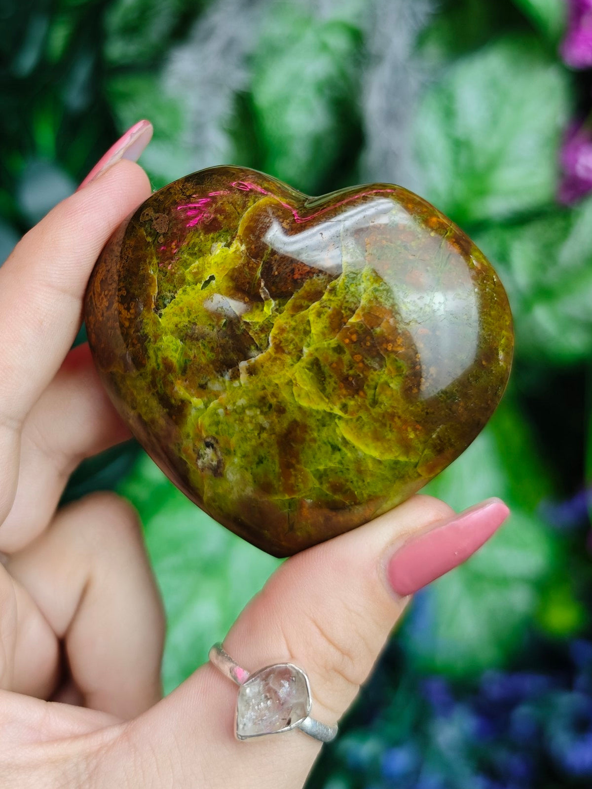 Green Opal Puffy Heart