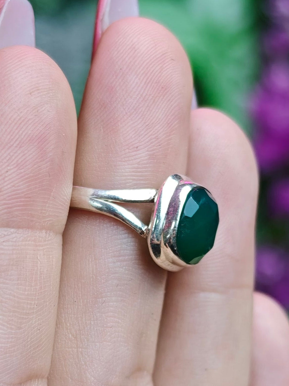 Emerald Ring Size 6 Sterling Silver