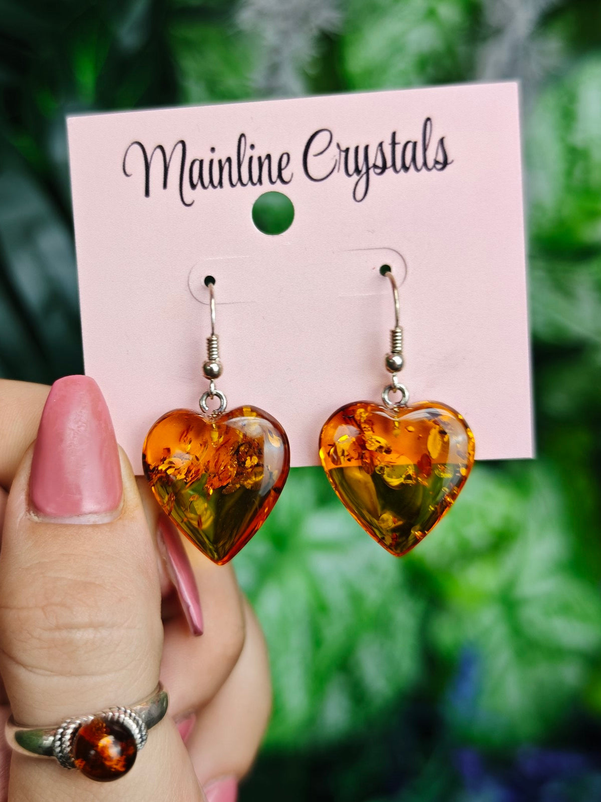 Baltic Amber Heart Sterling Silver Earrings