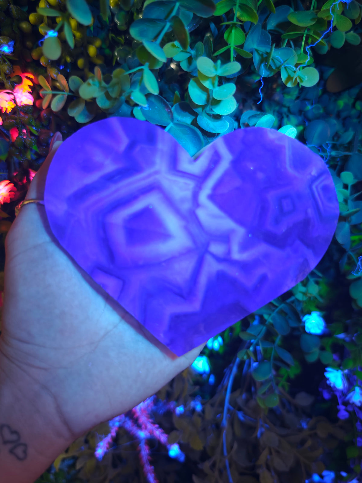 Fluorite Heart Half Raw Half Polished