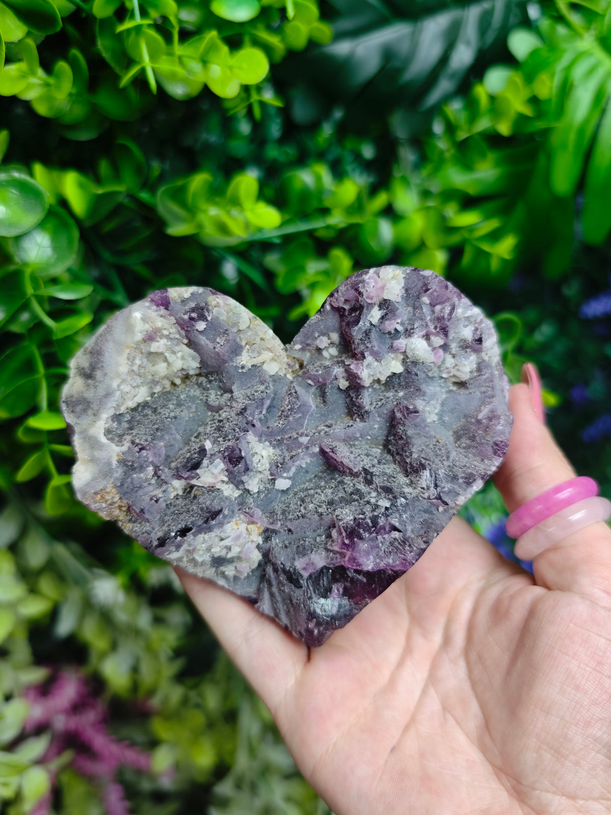Fluorite Heart Half Raw Half Polished