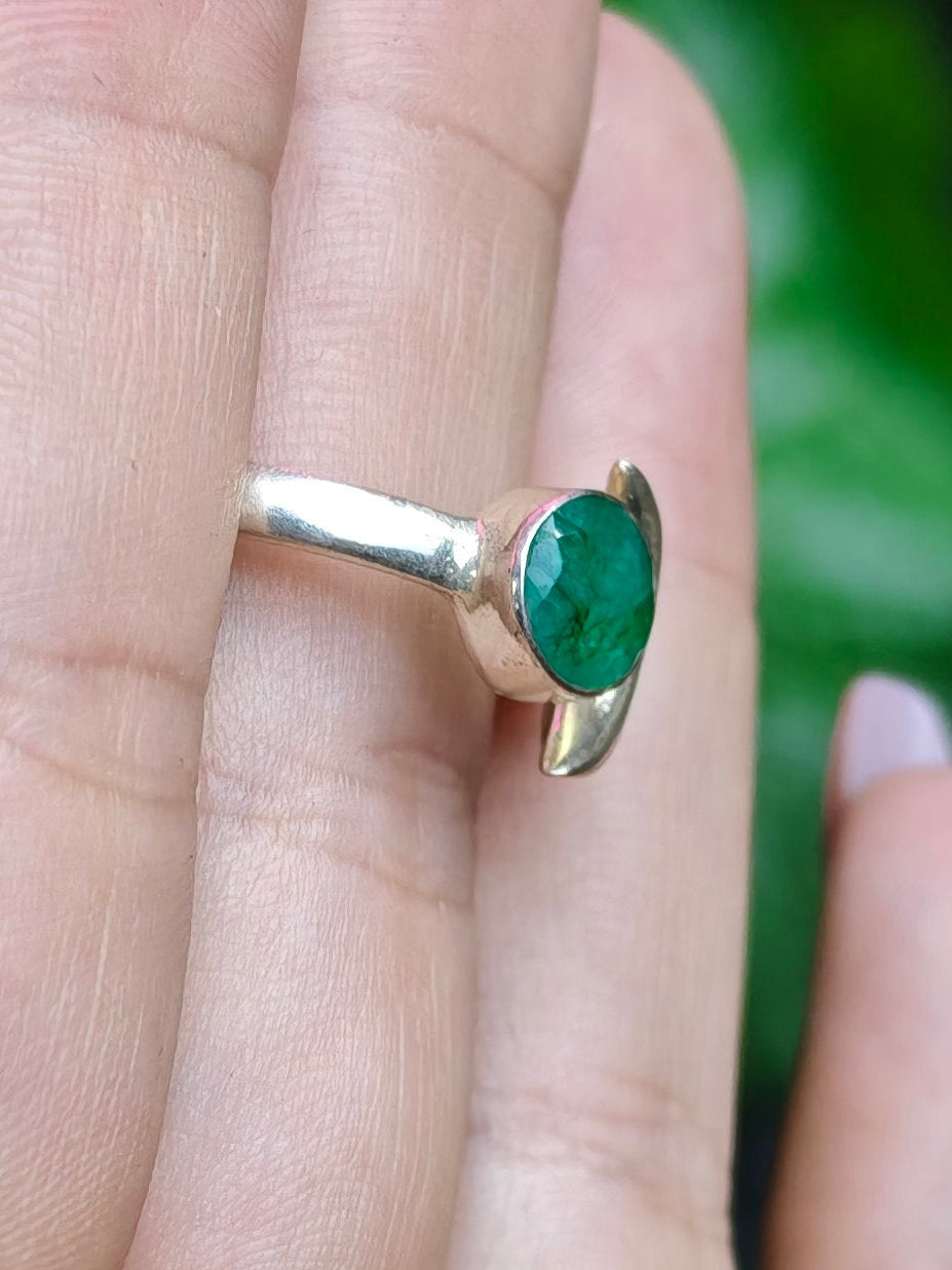 Emerald Ring Size 10 Sterling Silver