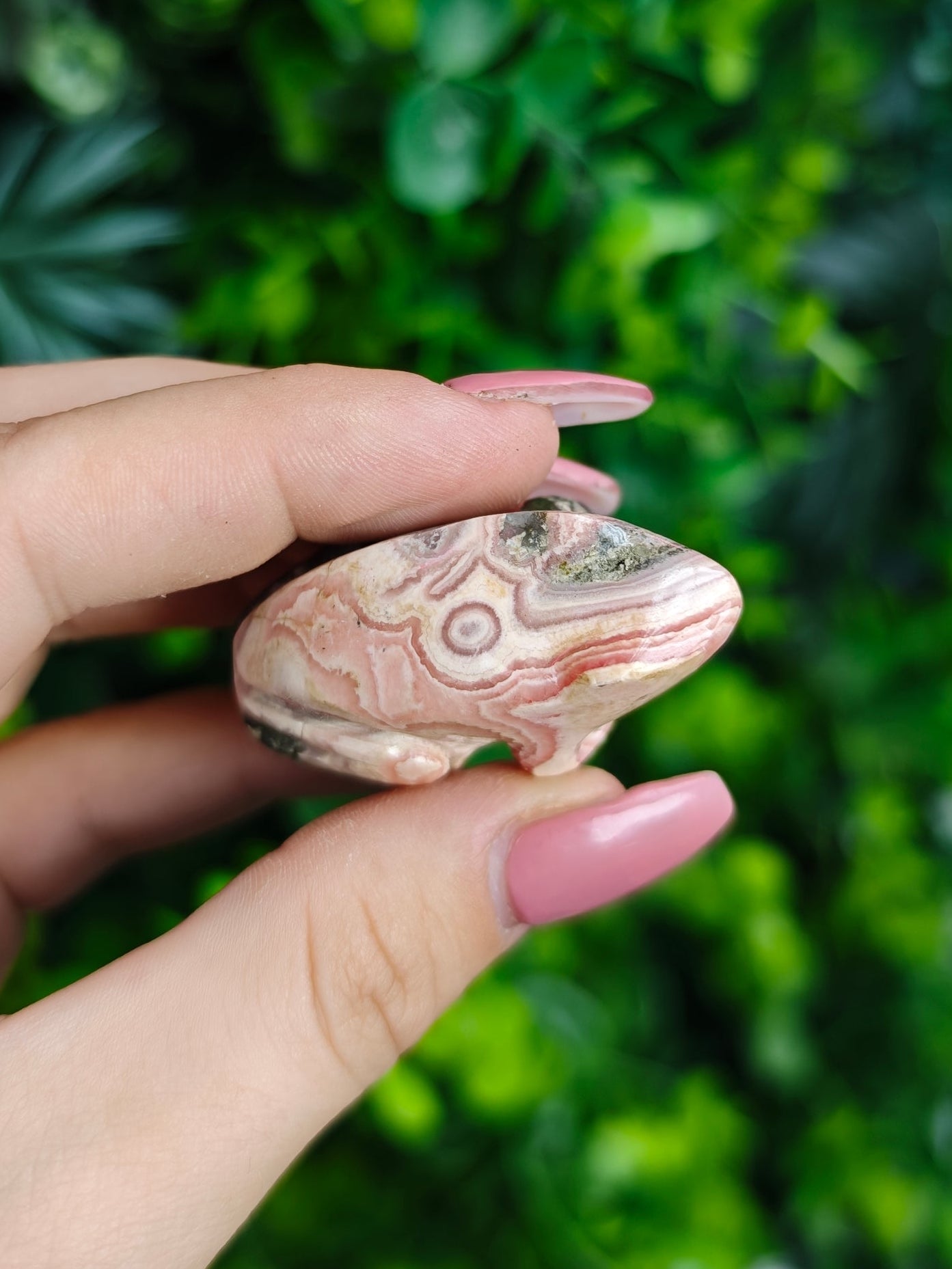 Rhodochrosite Frog Carving
