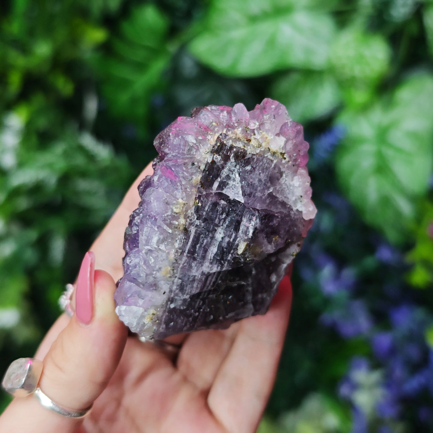 Elestial Amethyst on Fluorite Specimen