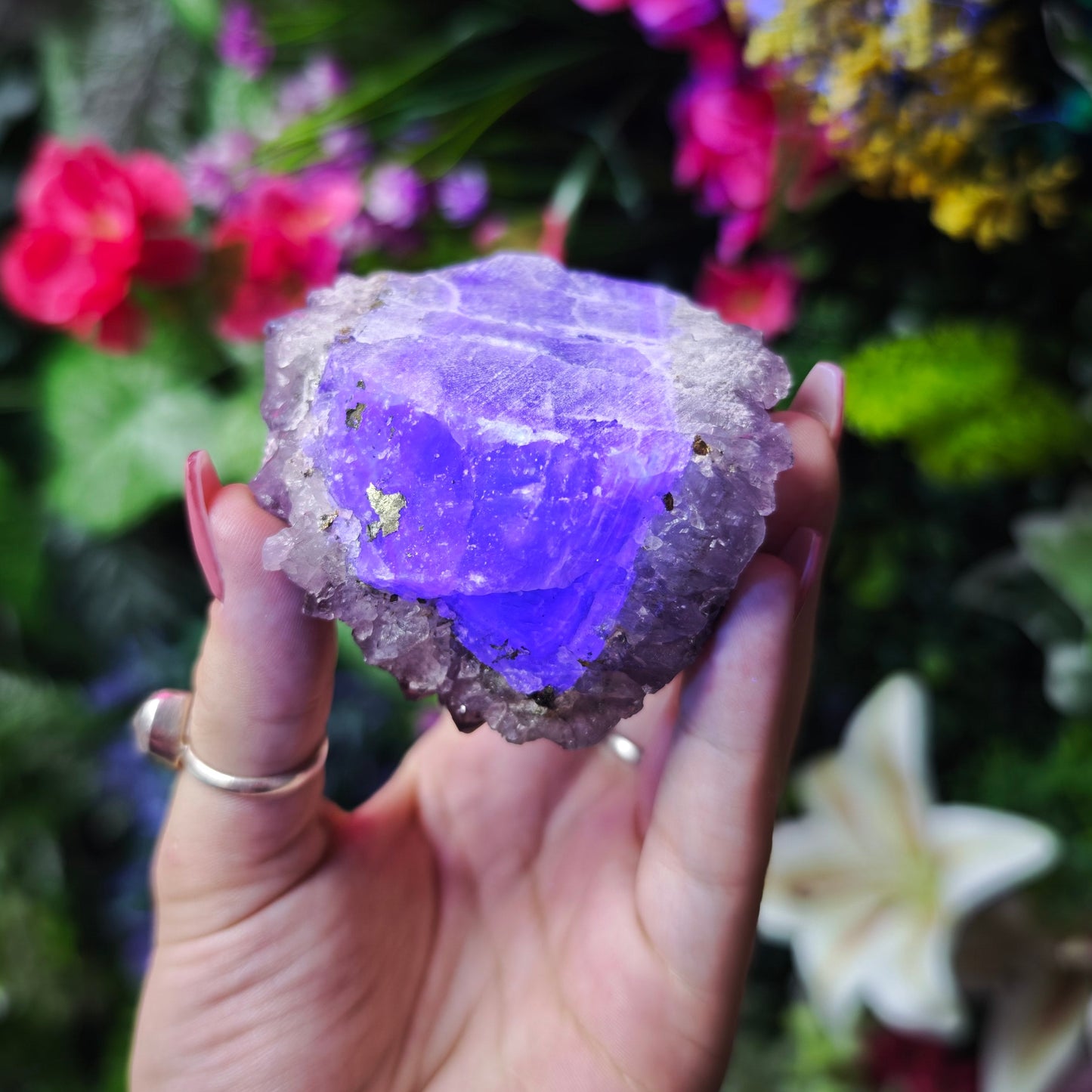 Elestial Amethyst on Fluorite Specimen