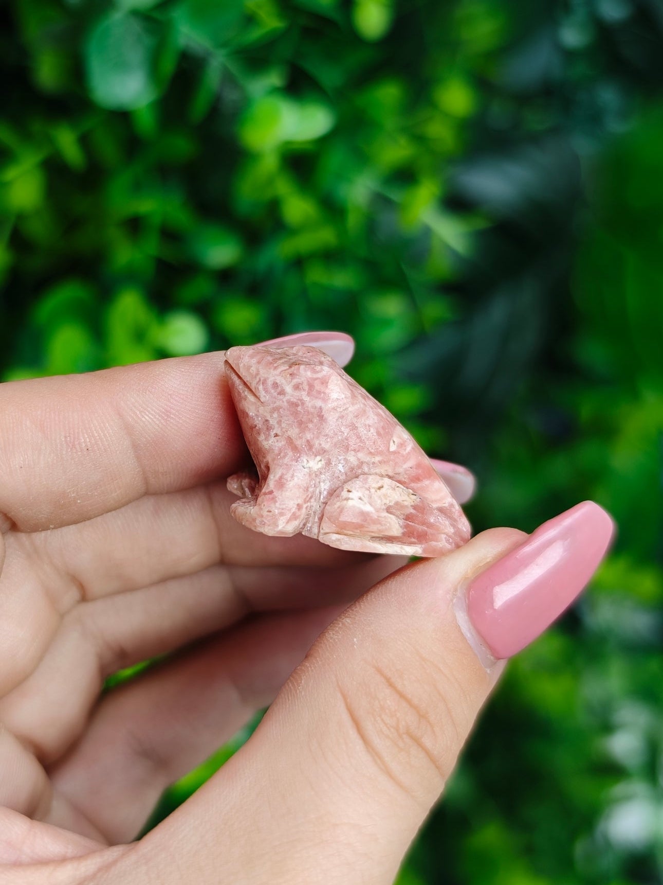Rhodochrosite Frog Carving