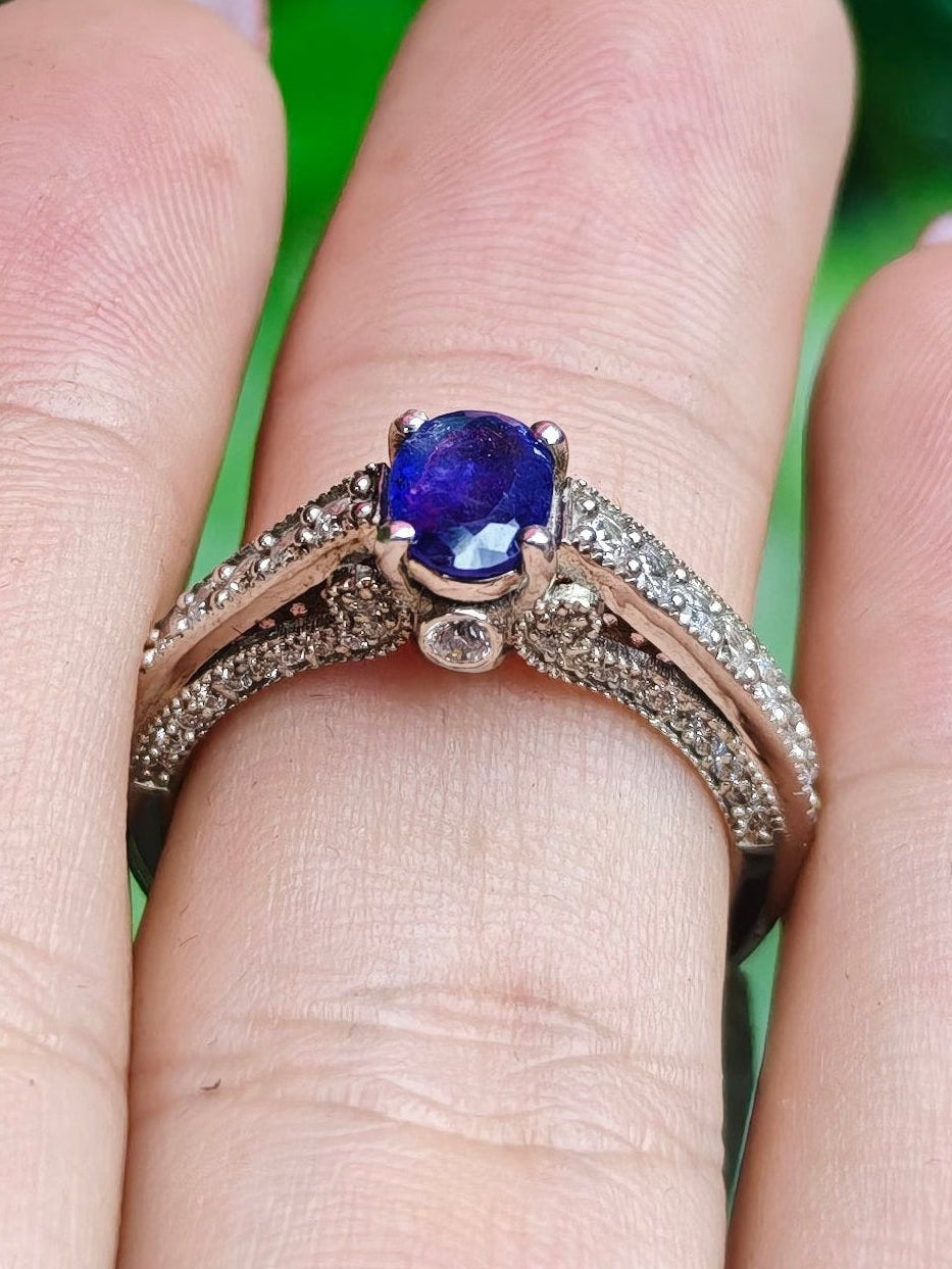 Sapphire Ring Size 8.5 Sterling Silver