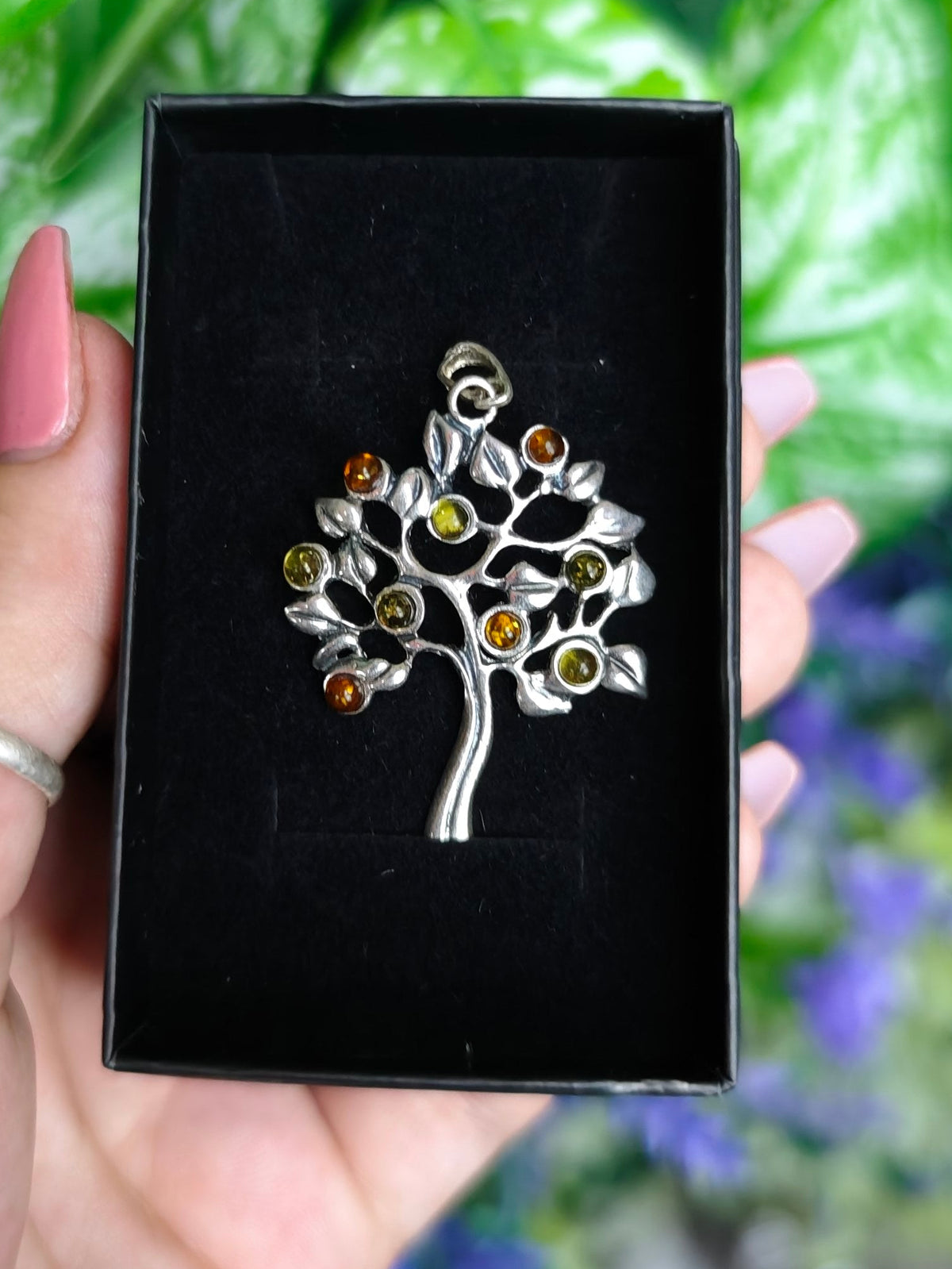 Baltic Amber Sterling Silver Tree Pendant