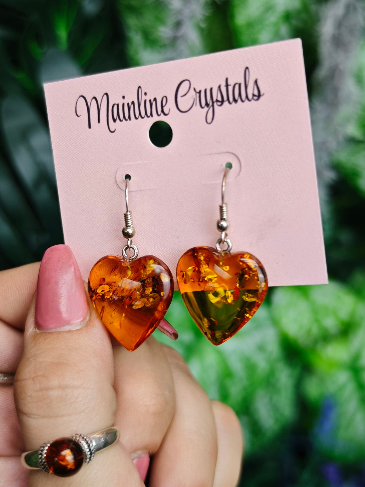 Baltic Amber Heart Sterling Silver Earrings