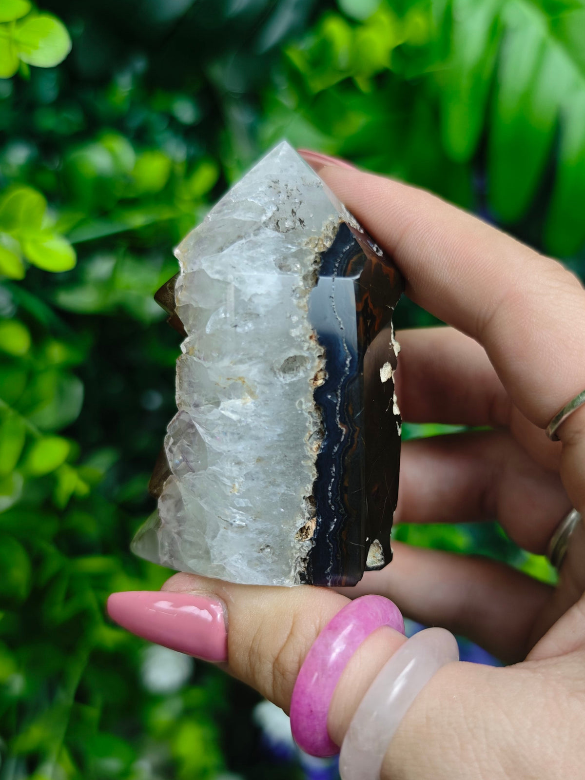 Brazilian Phantom Amethyst & Agate Tower