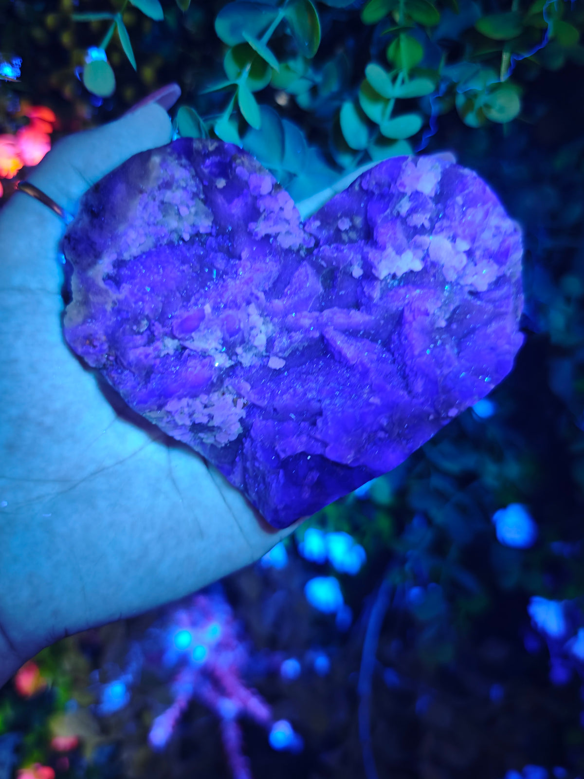 Fluorite Heart Half Raw Half Polished