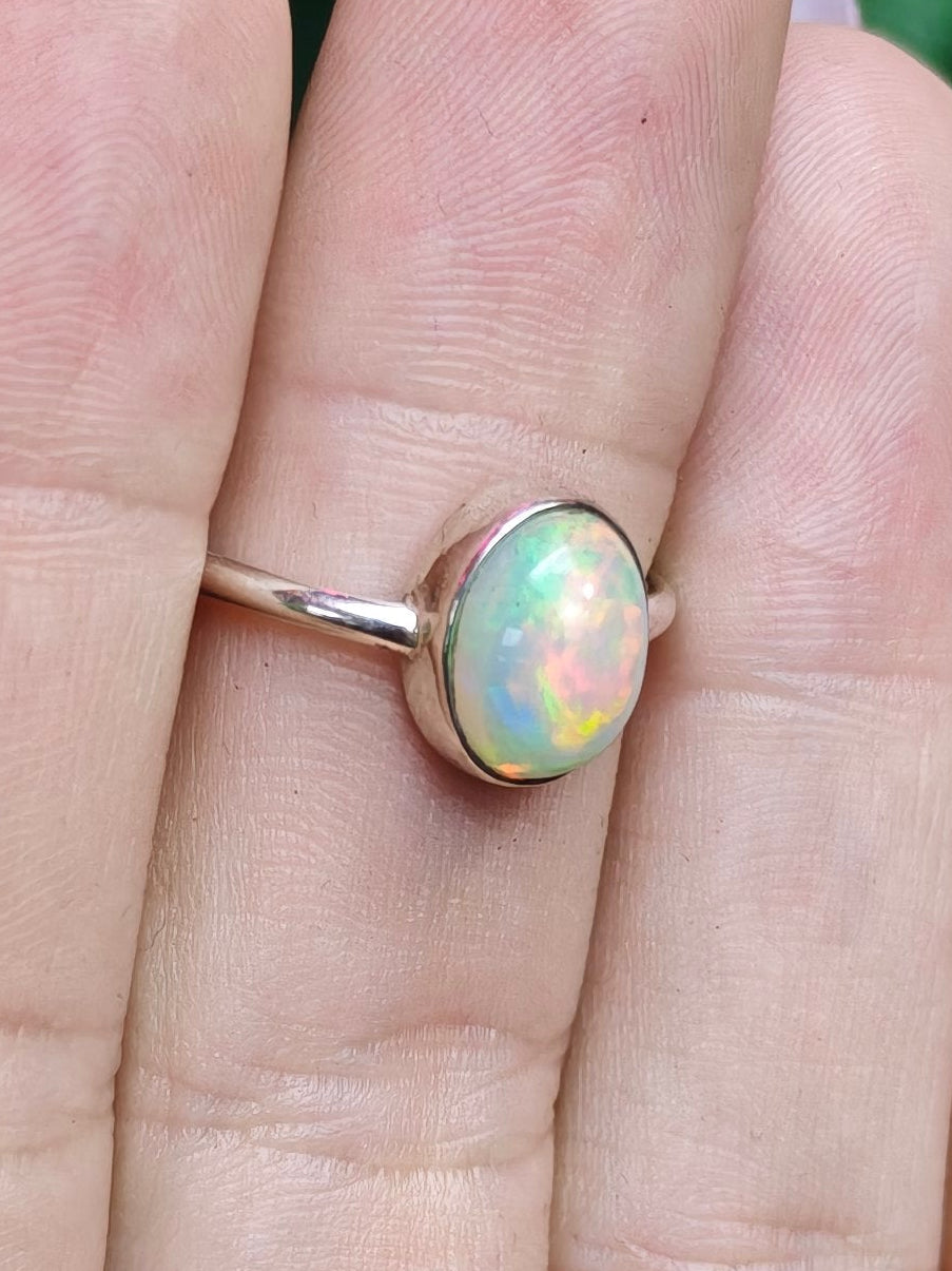 Ethiopian Opal Ring Size 6 Sterling Silver