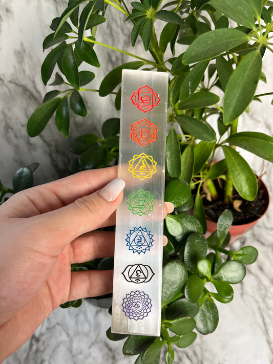 Chakra Selenite Wand Coloured