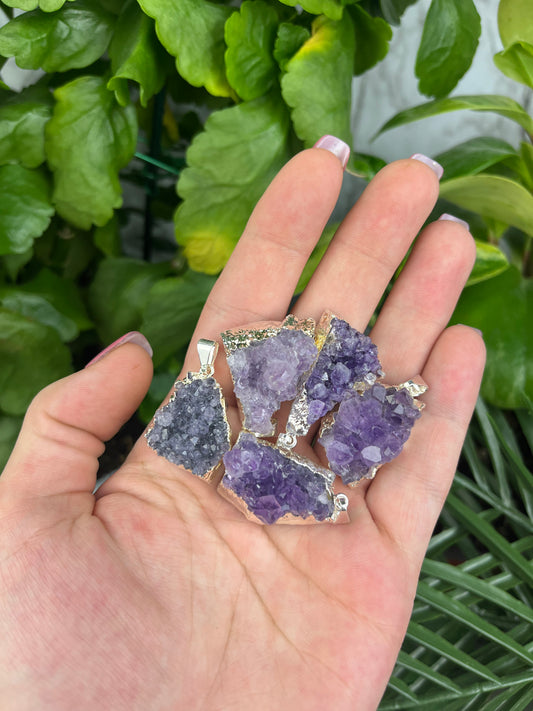 Silver Amethyst Cluster Pendant