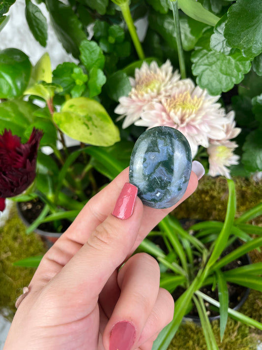 Moss Agate Worry Stone